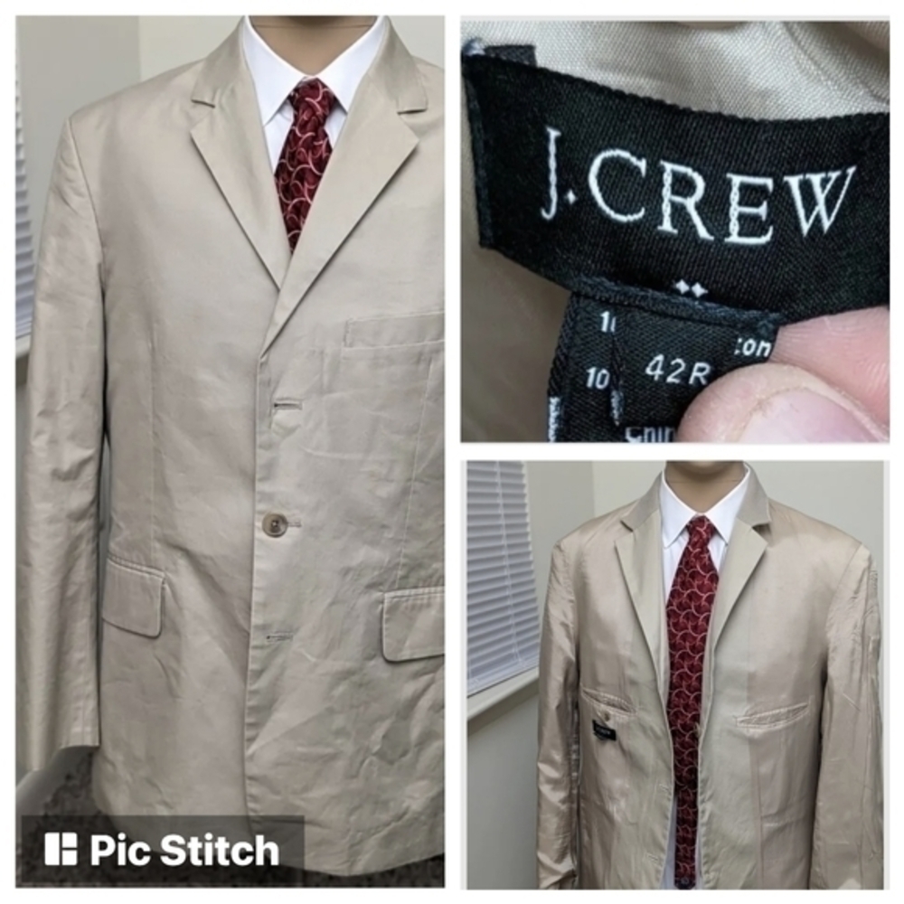 J‎ Crew Men's Blazer Size 42R Tan Sport Coats Quality Suits By J Crew